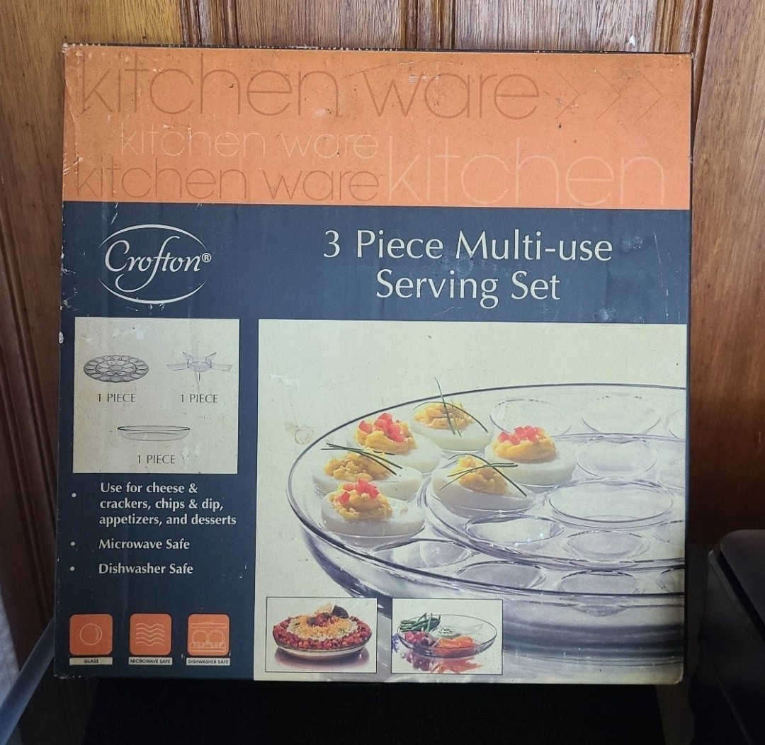 Crofton 3-Piece Clear Serving Set – Multi-Use Kitchenware (Brand New)